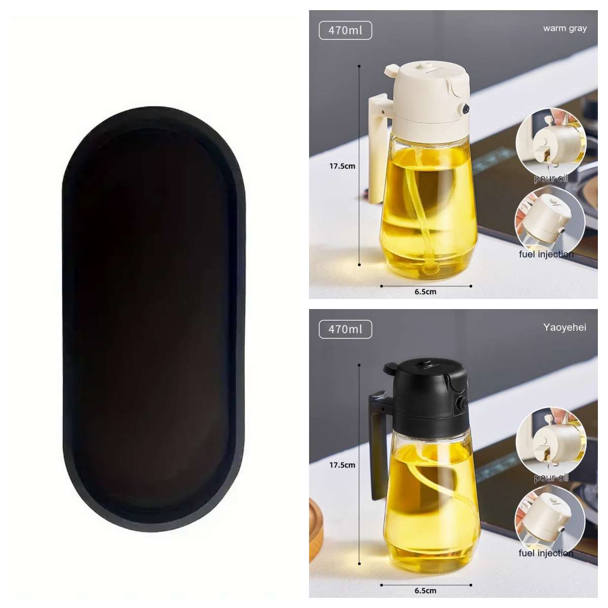 470 ml 2-in-1 Olivenöl Sprühflasche – Glas Ölspender für Küche, BBQ & Airfryer