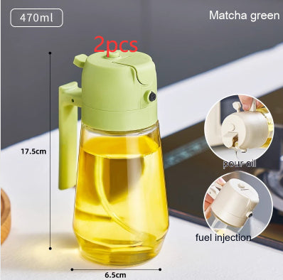 470 ml 2-in-1 Olivenöl Sprühflasche – Glas Ölspender für Küche, BBQ & Airfryer