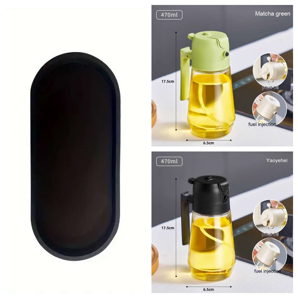 470 ml 2-in-1 Olivenöl Sprühflasche – Glas Ölspender für Küche, BBQ & Airfryer