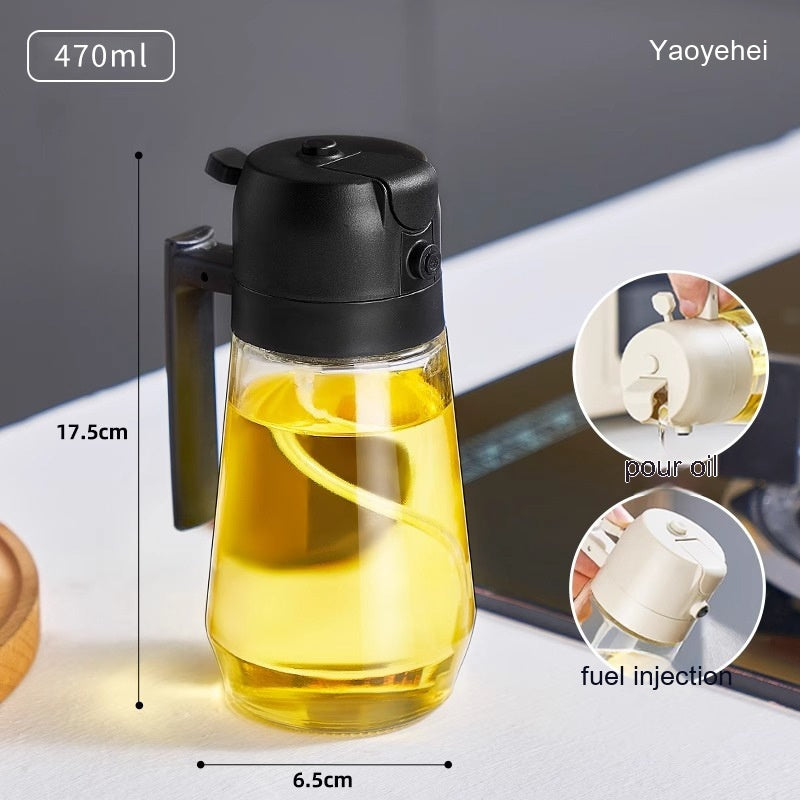 470 ml 2-in-1 Olivenöl Sprühflasche – Glas Ölspender für Küche, BBQ & Airfryer