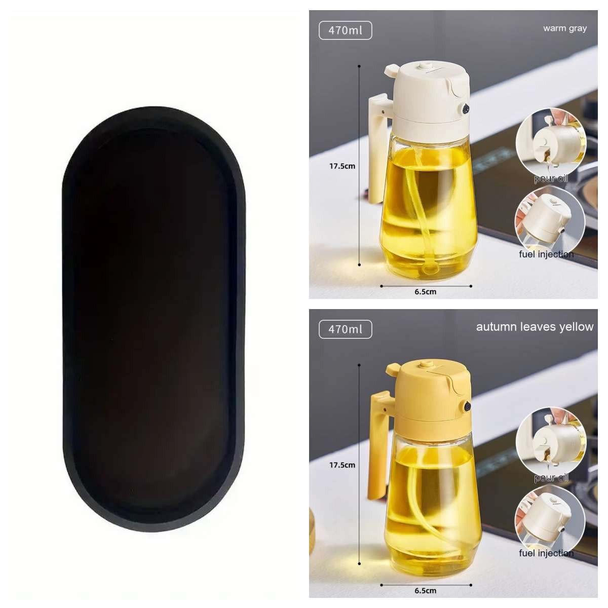 470 ml 2-in-1 Olivenöl Sprühflasche – Glas Ölspender für Küche, BBQ & Airfryer