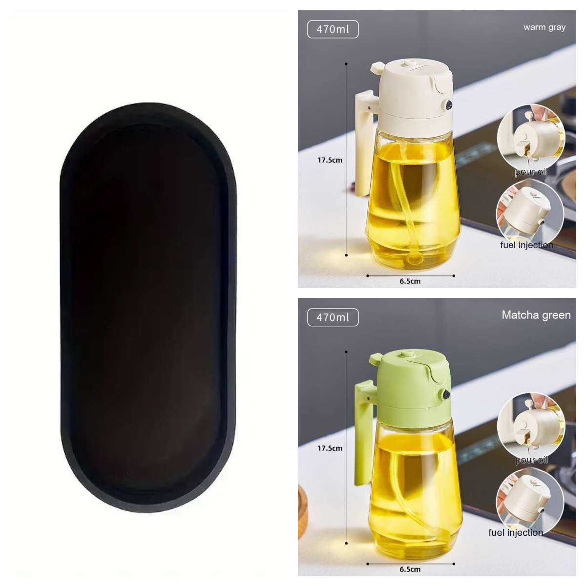 470 ml 2-in-1 Olivenöl Sprühflasche – Glas Ölspender für Küche, BBQ & Airfryer