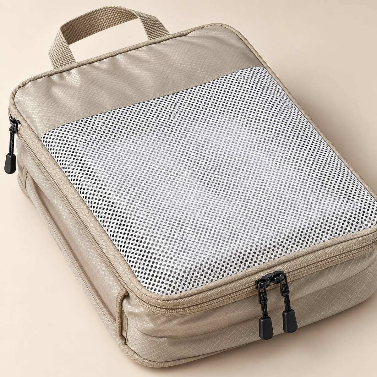 3-teiliges Kompressions-Packwürfel-Set für Reisen – Beige
