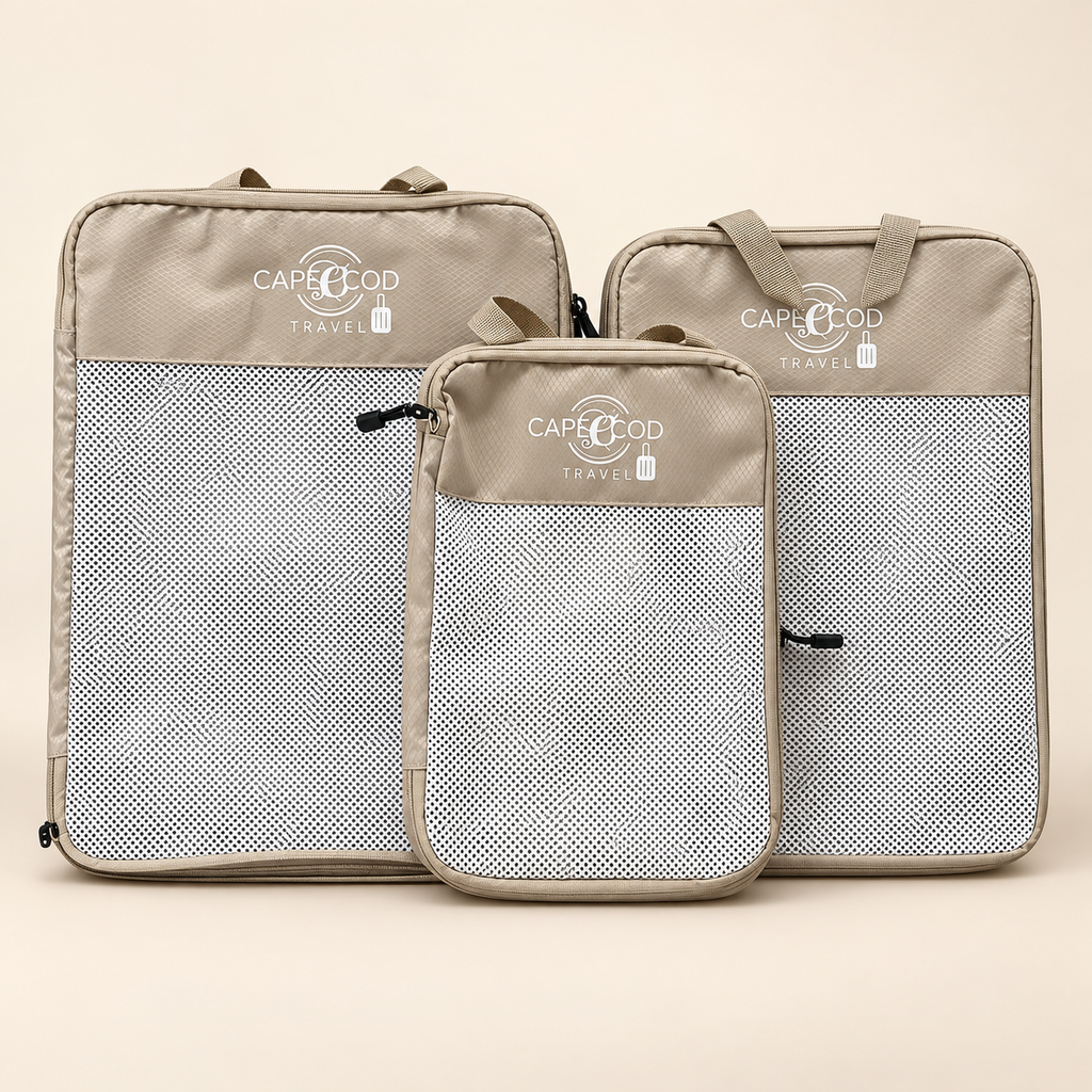 3-teiliges Kompressions-Packwürfel-Set für Reisen – Beige