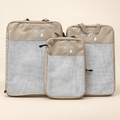 3-teiliges Kompressions-Packwürfel-Set für Reisen – Beige
