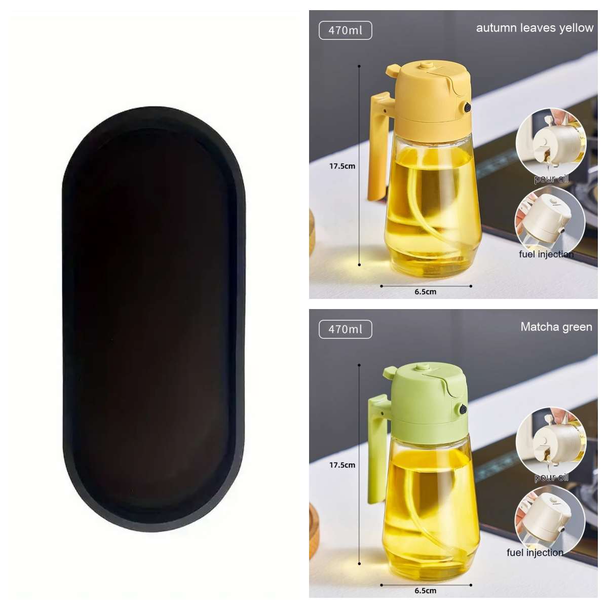 470 ml 2-in-1 Olivenöl Sprühflasche – Glas Ölspender für Küche, BBQ & Airfryer