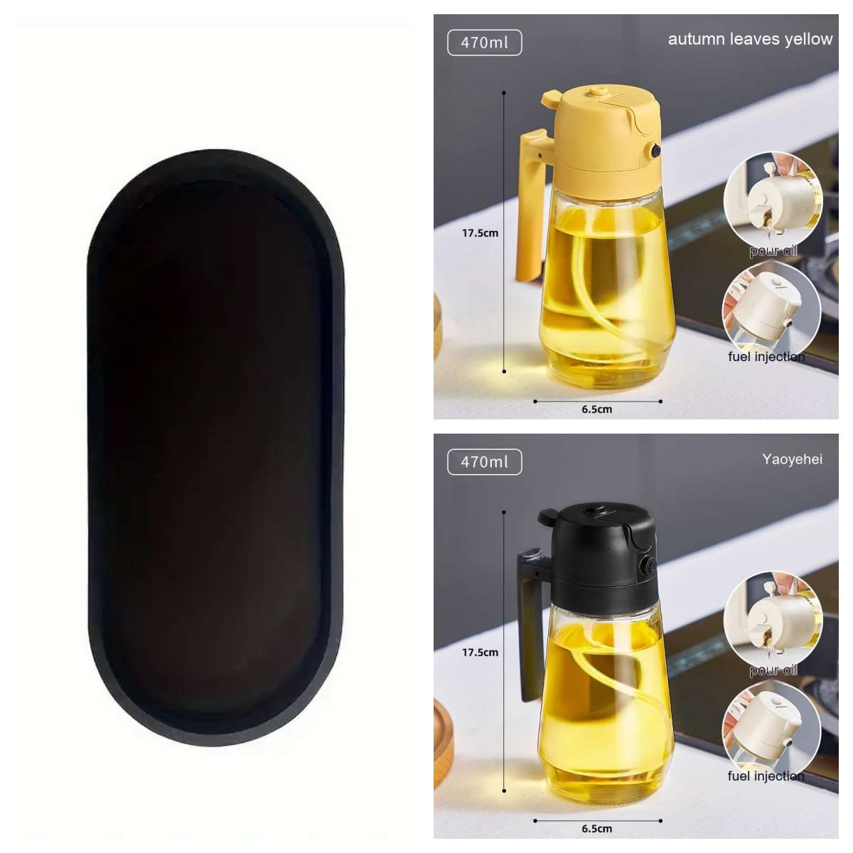 470 ml 2-in-1 Olivenöl Sprühflasche – Glas Ölspender für Küche, BBQ & Airfryer