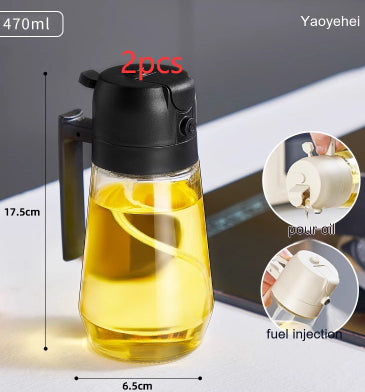 470 ml 2-in-1 Olivenöl Sprühflasche – Glas Ölspender für Küche, BBQ & Airfryer