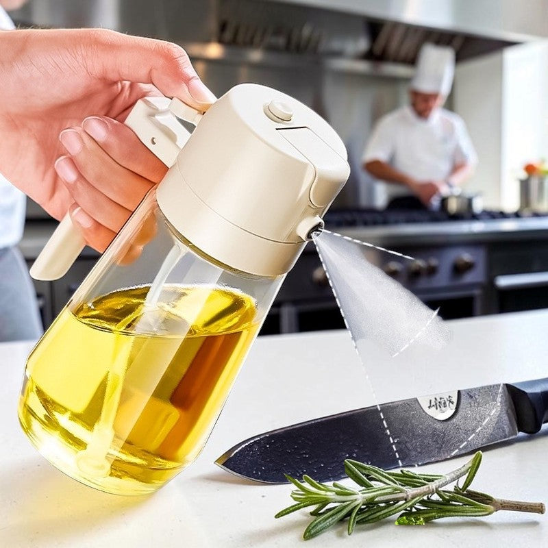 470 ml 2-in-1 Olivenöl Sprühflasche – Glas Ölspender für Küche, BBQ & Airfryer