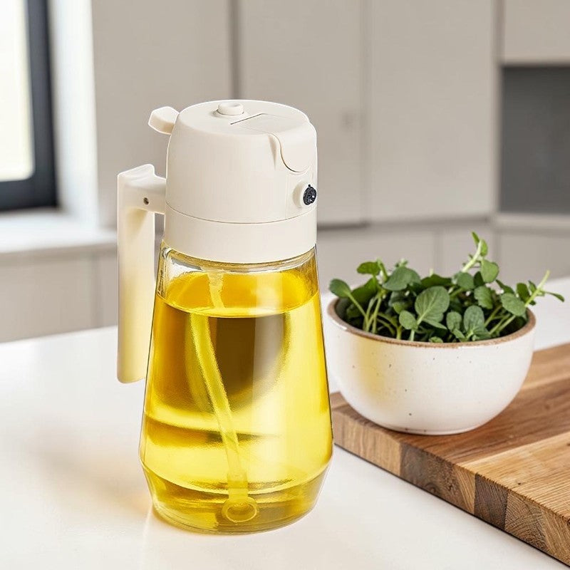 470 ml 2-in-1 Olivenöl Sprühflasche – Glas Ölspender für Küche, BBQ & Airfryer