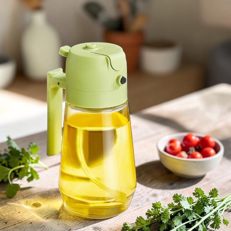 470 ml 2-in-1 Olivenöl Sprühflasche – Glas Ölspender für Küche, BBQ & Airfryer